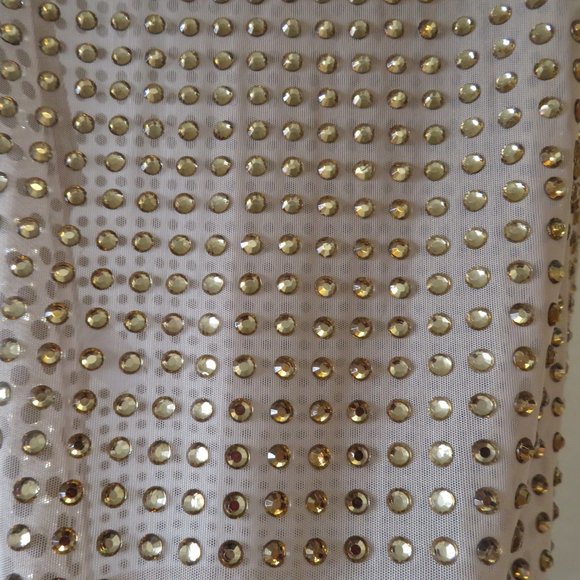 NWT OH POLLY BATCH A BEIGE SHEER BODYCON DRESS 6 - Picture 6 of 8